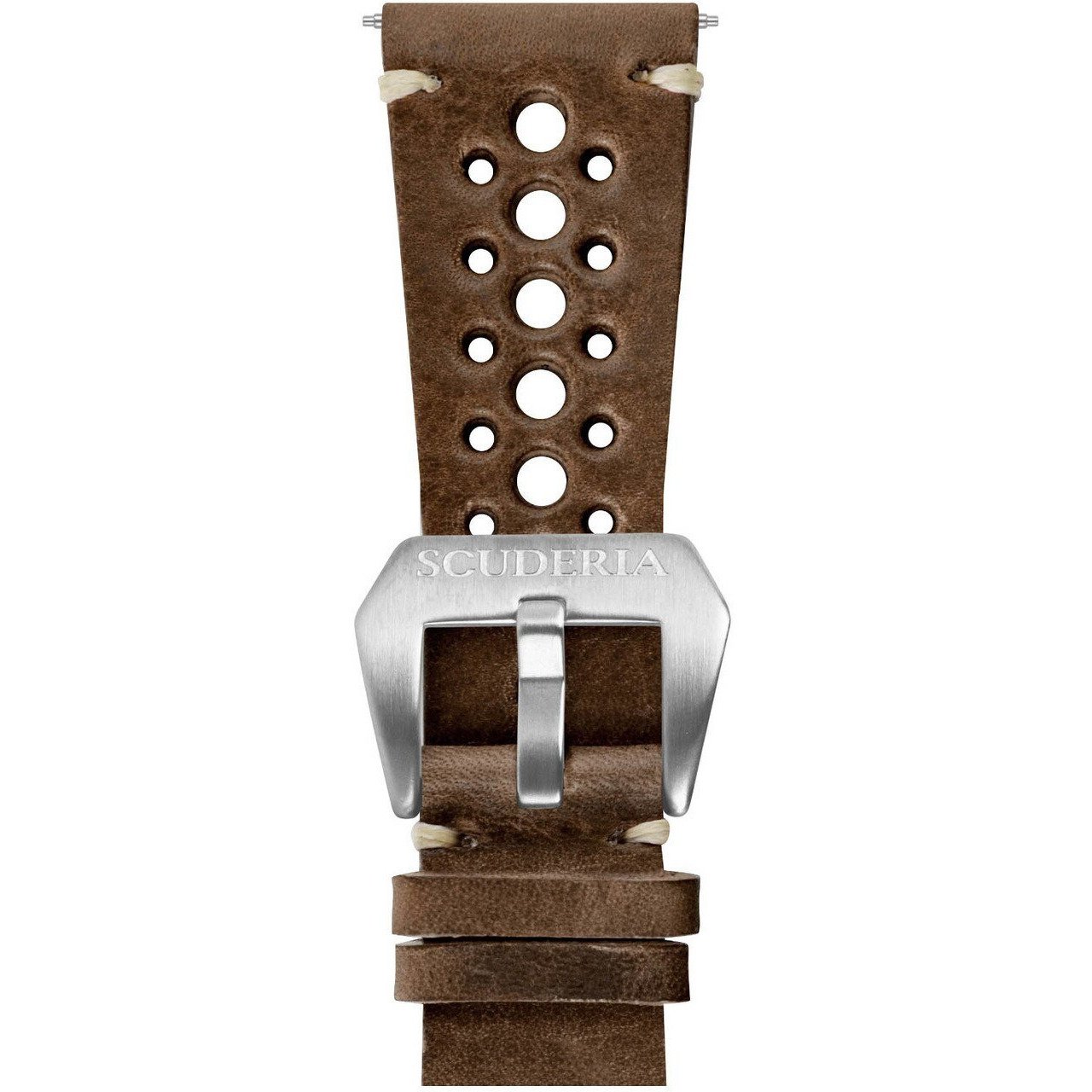 CT Scuderia 24mm 15 Hole Waxed Dark Brown Leather Strap