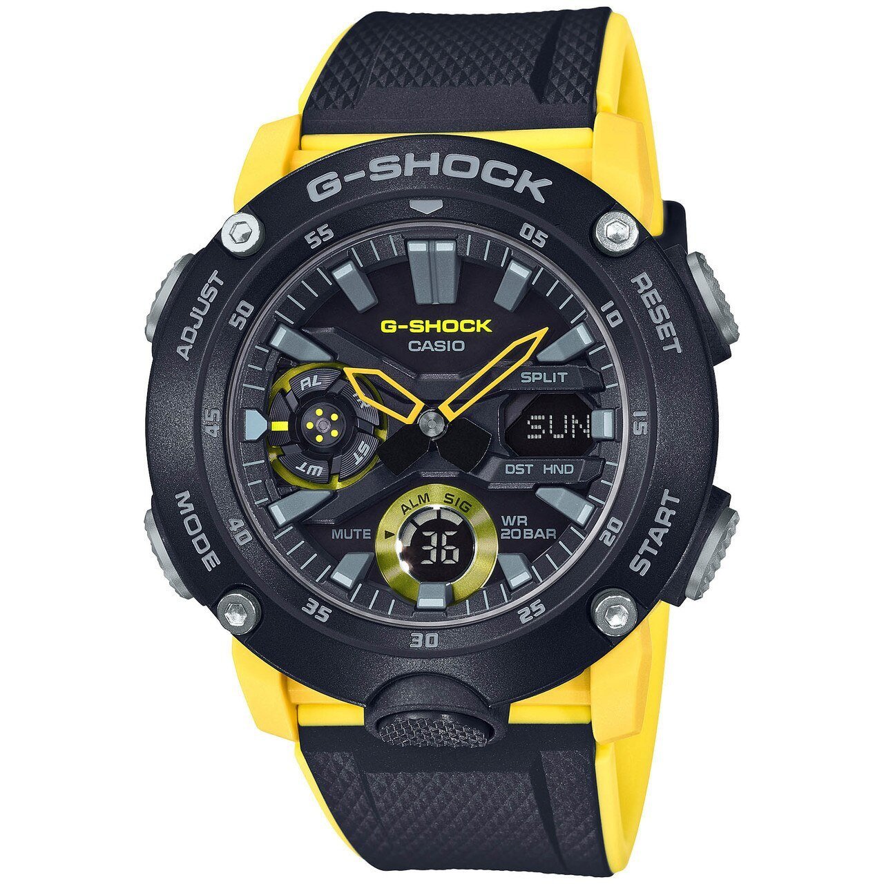 G-Shock GA2000 Carbon Core Ana-Digi Black Yellow