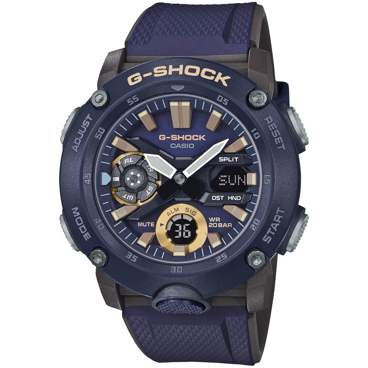 G-Shock GA2000 Carbon Core Ana-Digi Navy Gold