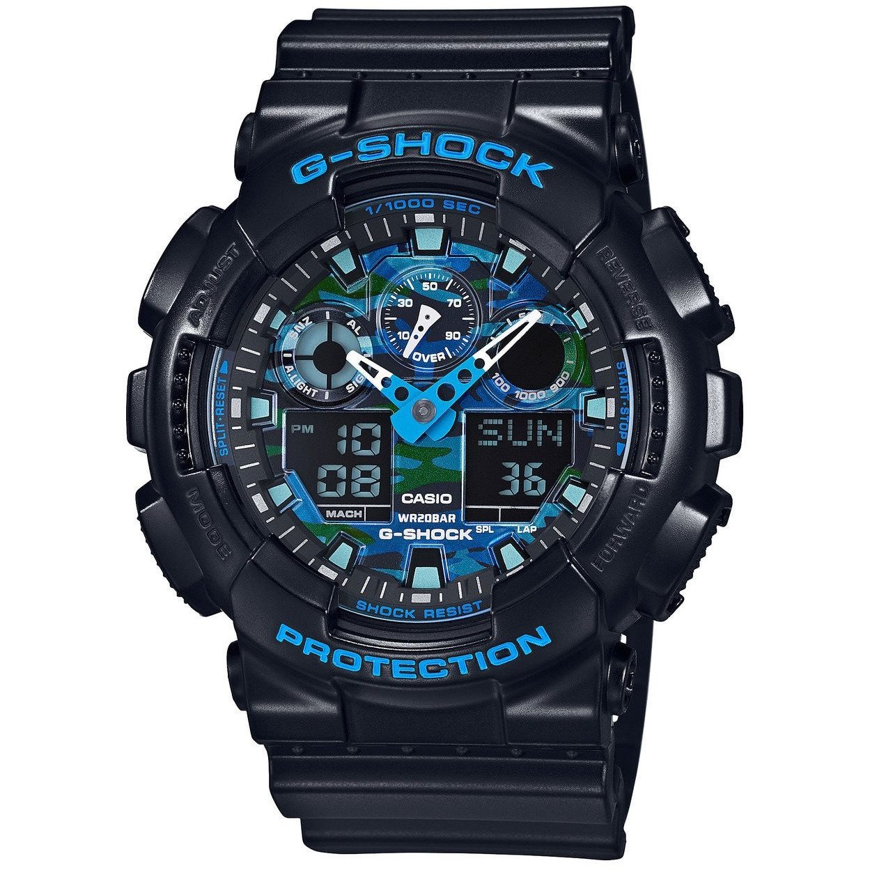 G-Shock GA-100CB Ana-Digi Black Blue Camo