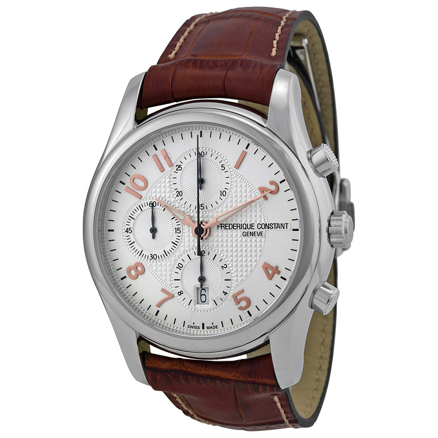 Runabout Chronograph Automatic Silver Guilloche Leather