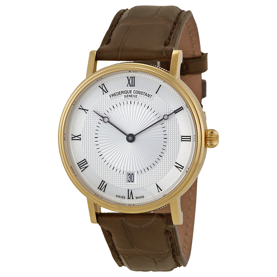 Silver Guilloche Dial Brown Leather