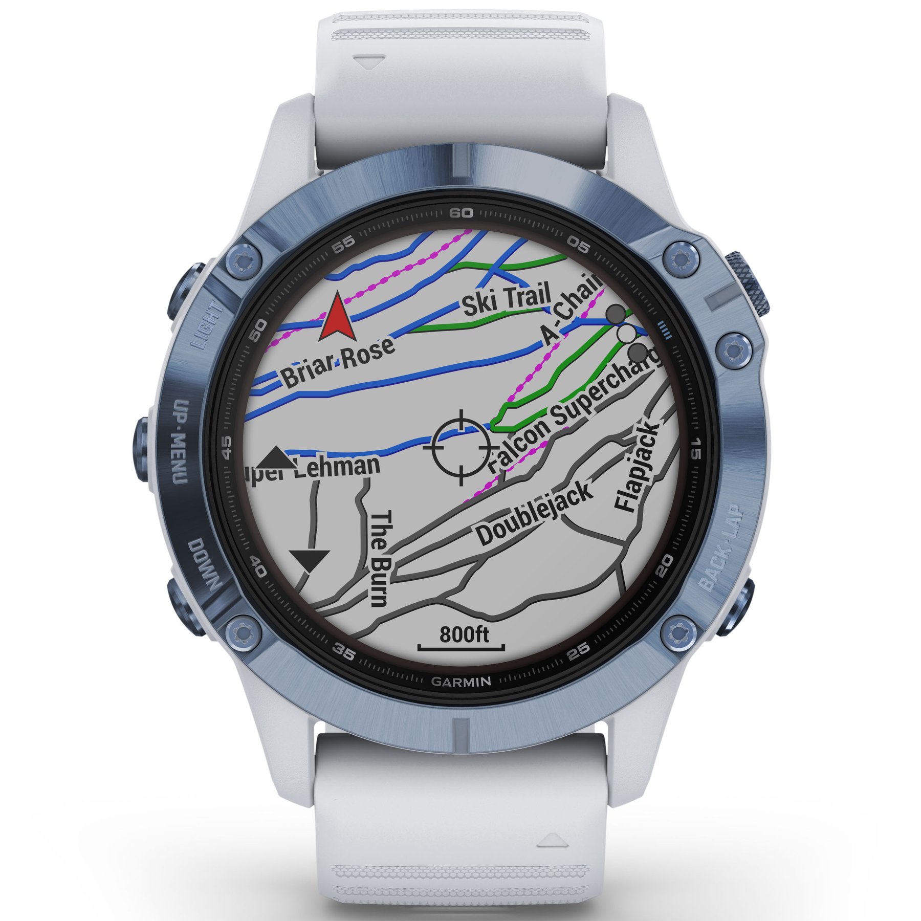Garmin GPS Smartwatch fenix 6 Pro Solar Mineral Blue White