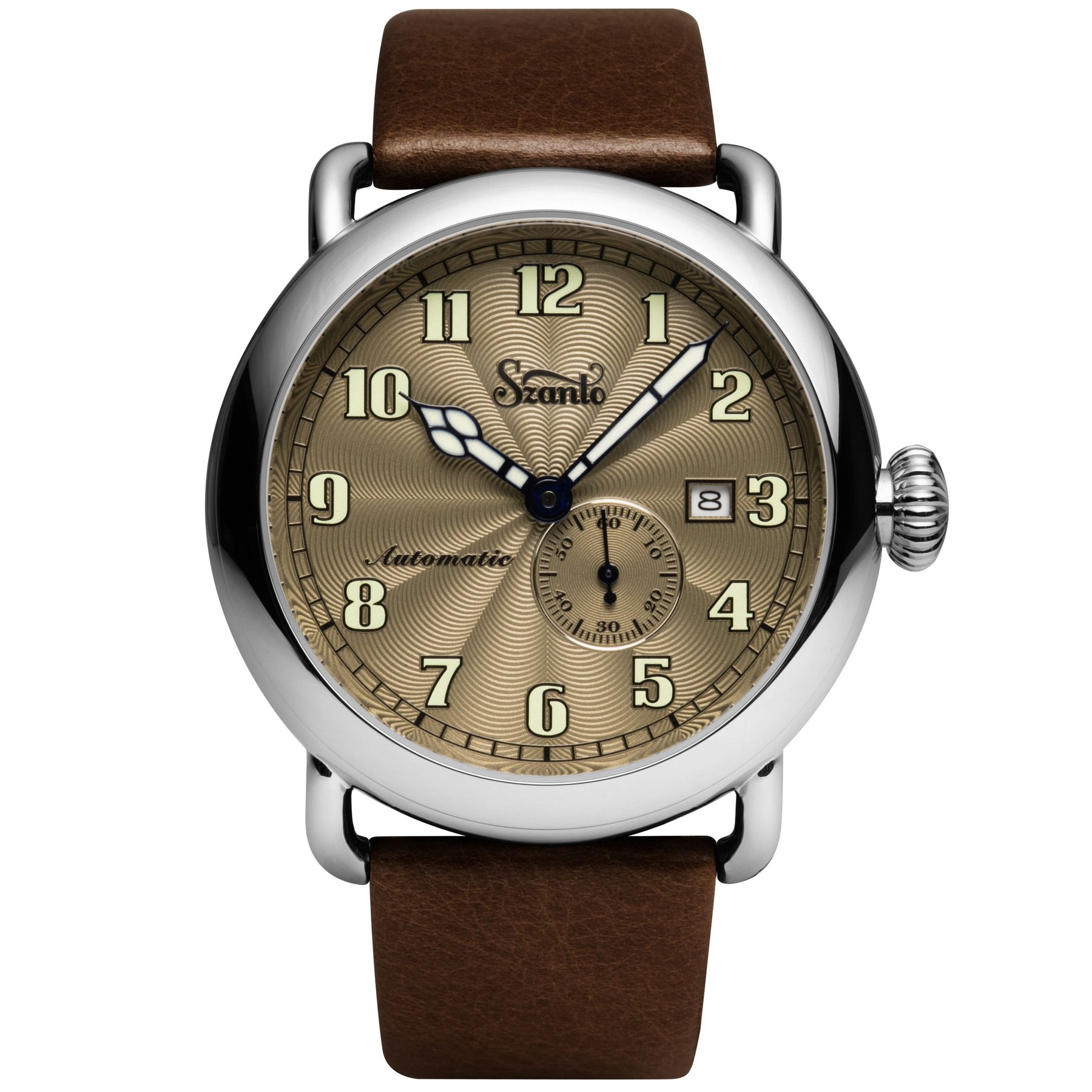 Szanto Officer\'s Classic Automatic Silver Brown