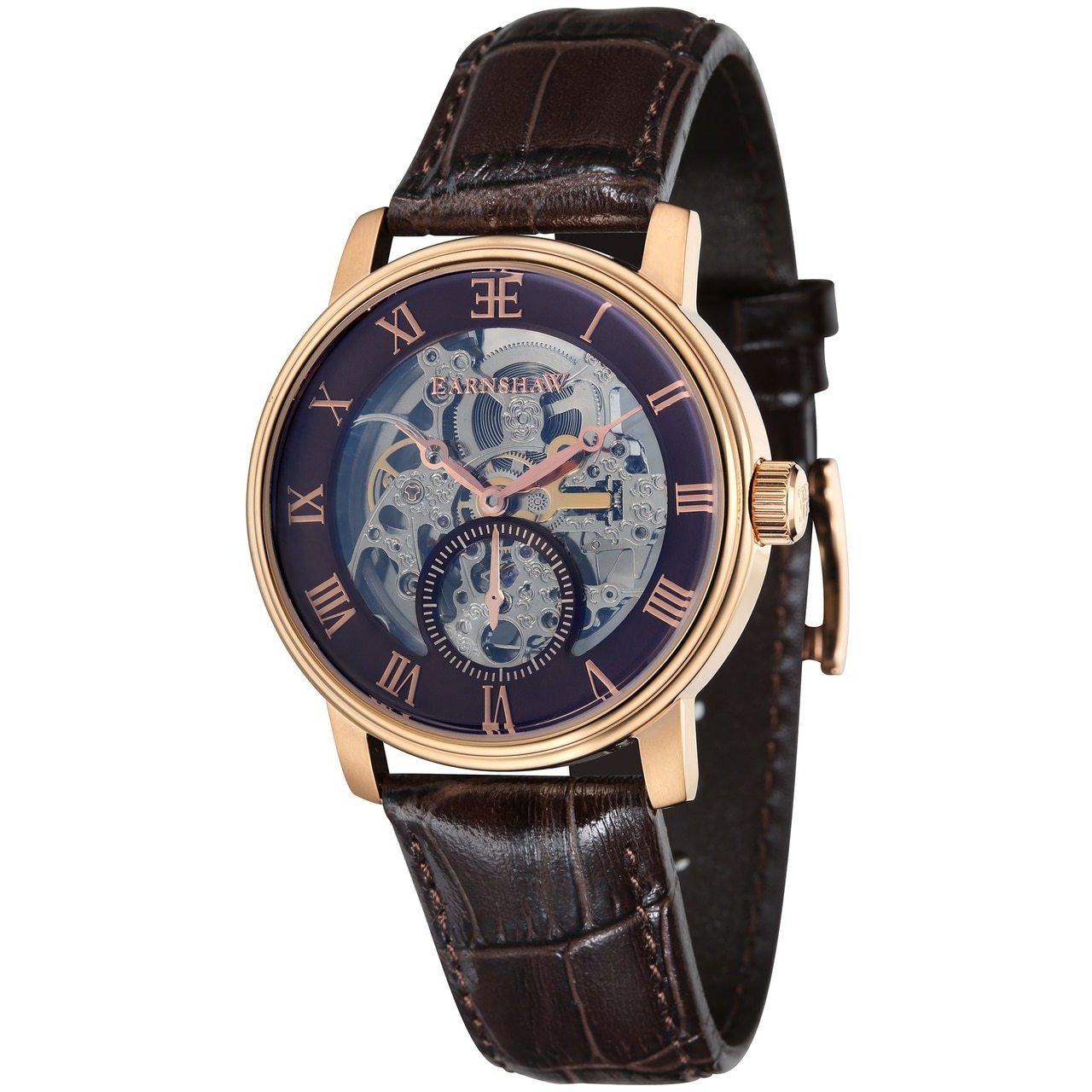 Thomas Earnshaw Westminster Hand Wind Rose Gold Brown