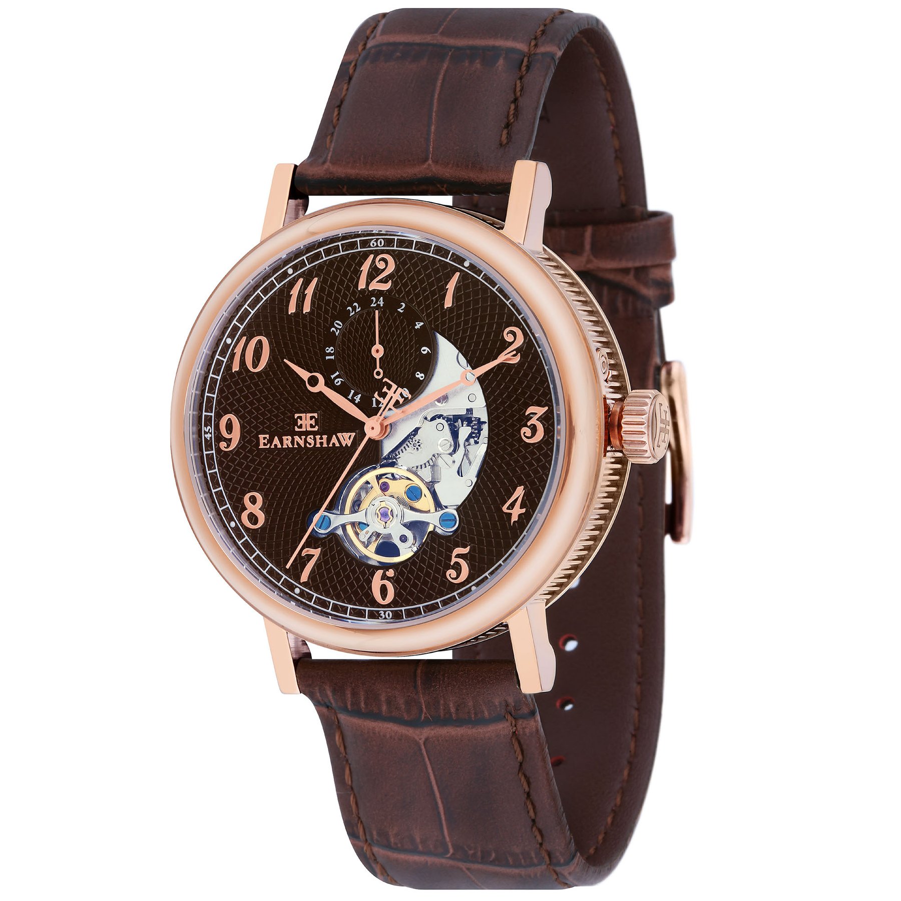 Thomas Earnshaw Beaufort Open Heart Automatic Brown Rose Gold