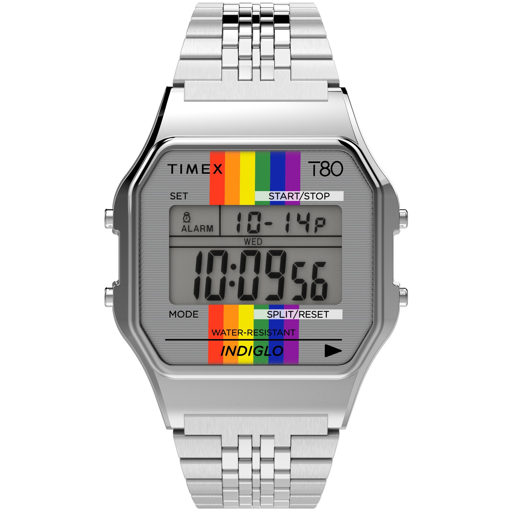 Timex T80 Digital Silver SS Pride Edition