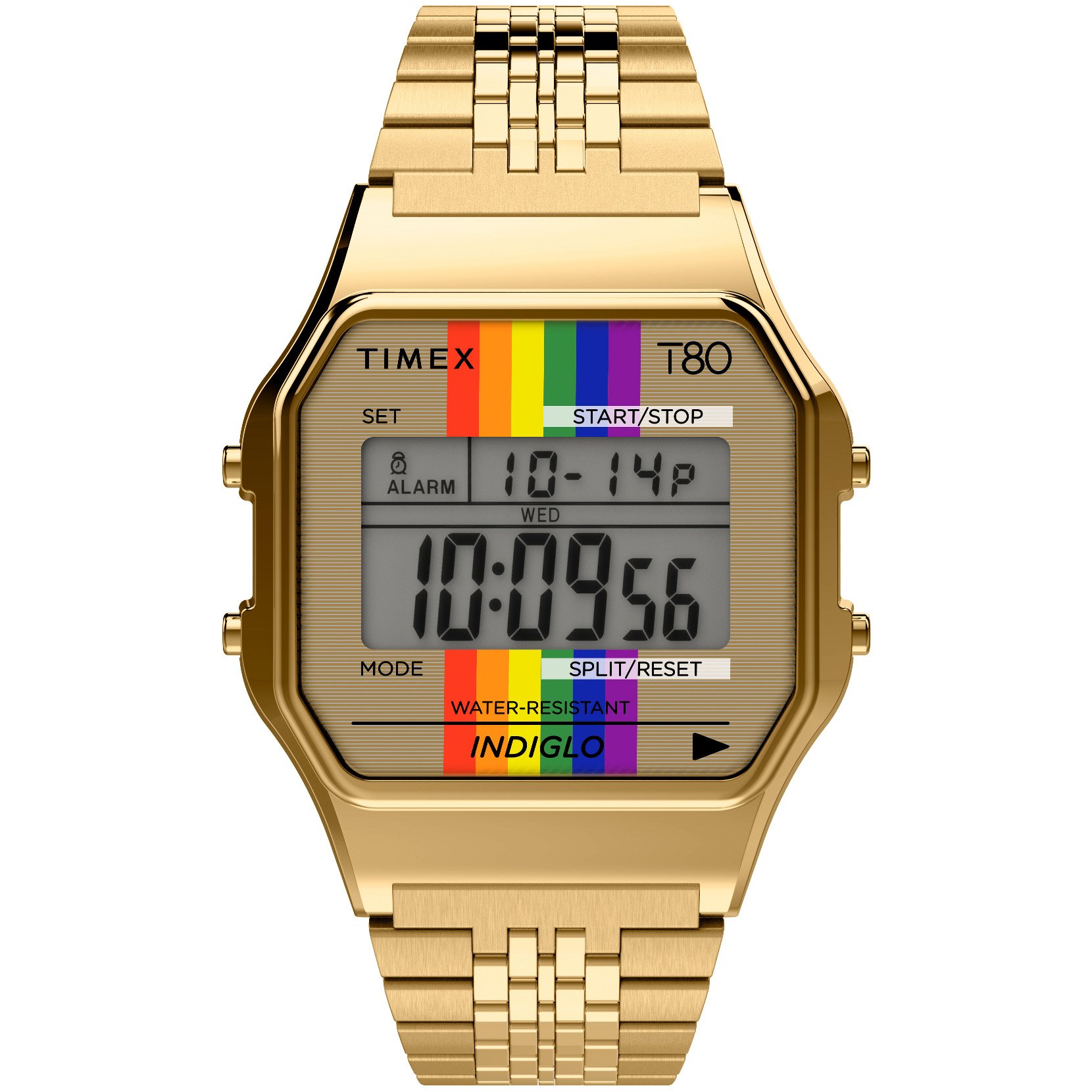 Timex T80 Digital Gold SS Pride Edition