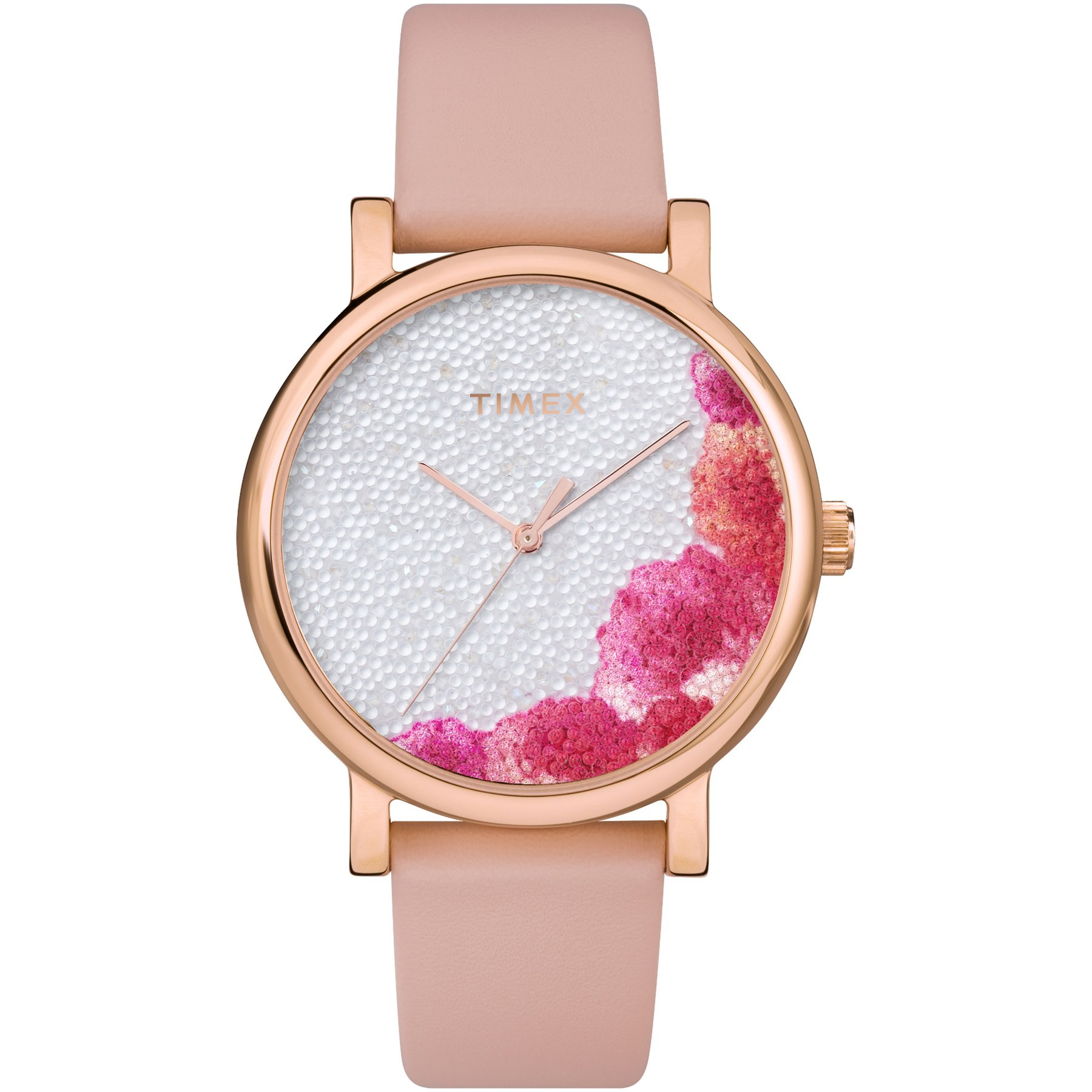 Timex Full Bloom 38mm Floral Rose Gold Crystal Pink